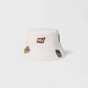 OFFICIAL NBA/Zara collab youth 1-3 years bucket hat white NWT